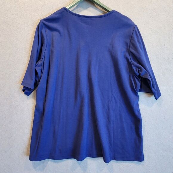 Quacker Factory Womens 1X Top Blue Sequins 3/4 Sleeve - Picture 4 of 7